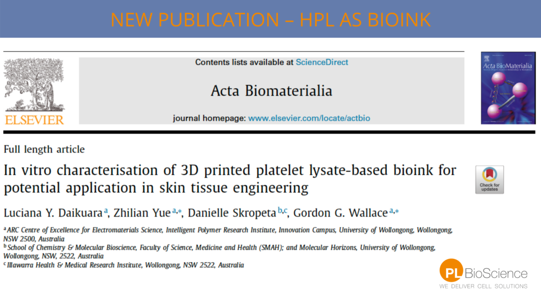 Human Platelet Lysate as bioink for 3D bio-printing